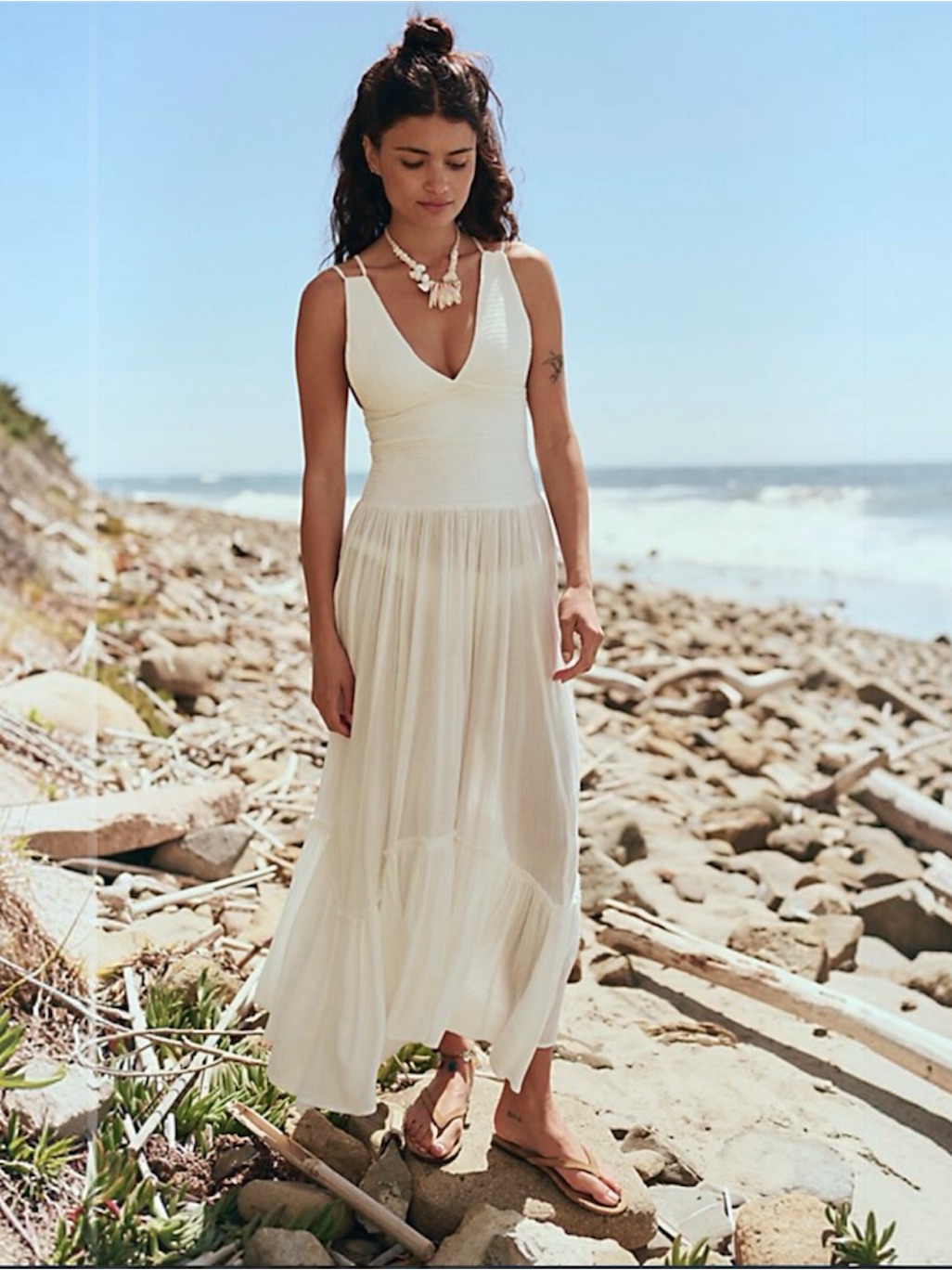 Free People Ivory Gauzy Maxi Dress Size Small